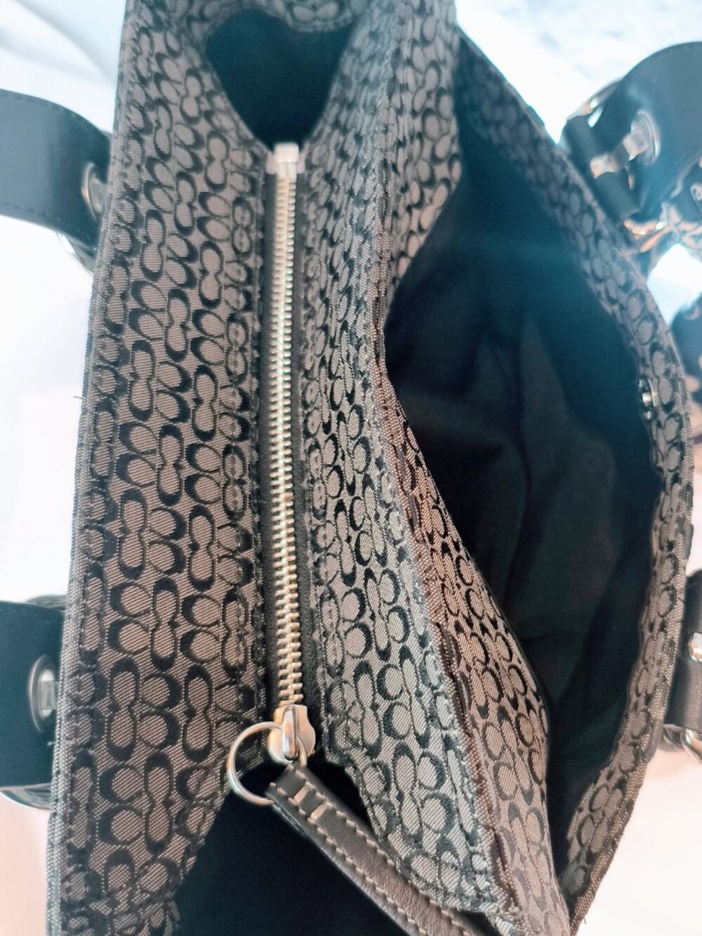 COACH Soho Signature Small Black Gray Canvas Satchel, Style F12310 - Picture 6 of 15